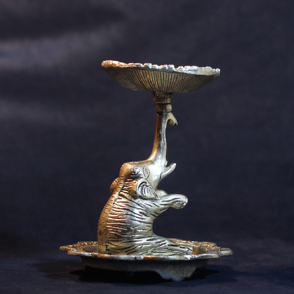 Metal Elephant Bowl With Plate - 7