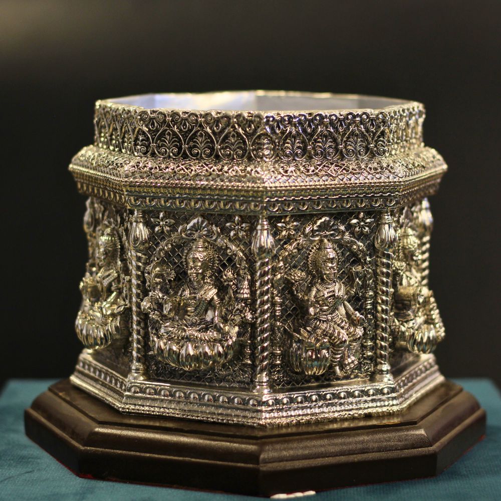 Tulsi Pot Asthalaxmi Silver W/box - 3