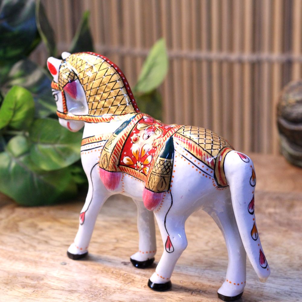 Metal Meenakari Horse 5 inch - 3