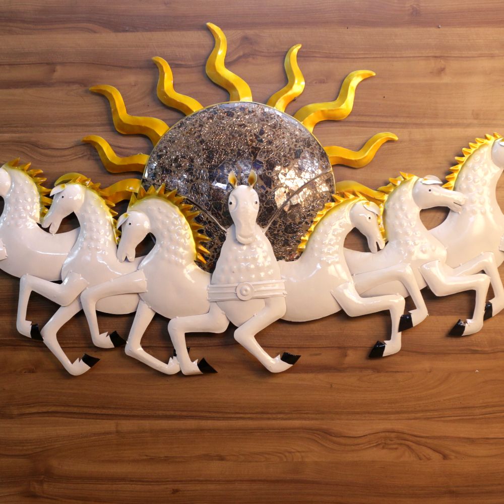 WHITE 7 SUN HORSE WALL ART