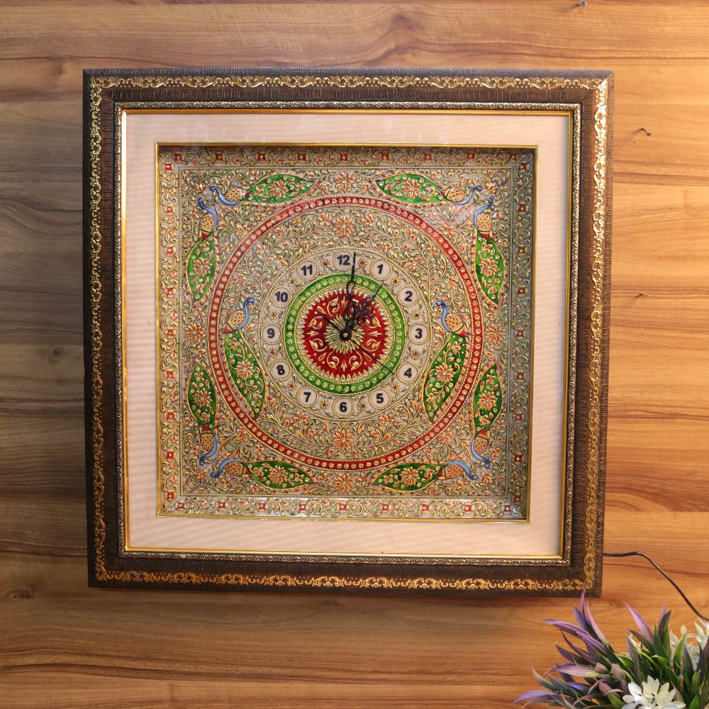 marble peacock clock frame 24x24