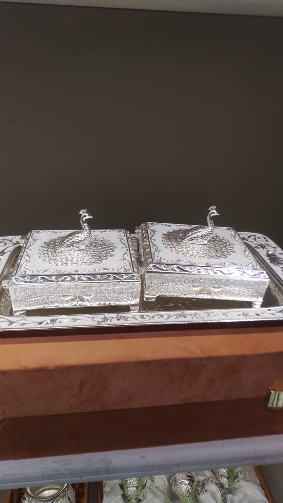 Square Peacock Bowl With Tray W/b