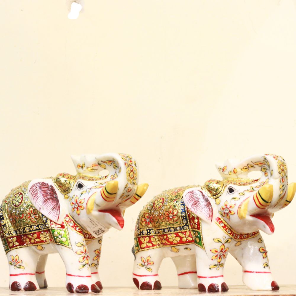 Marble Elephant Pair 8X10