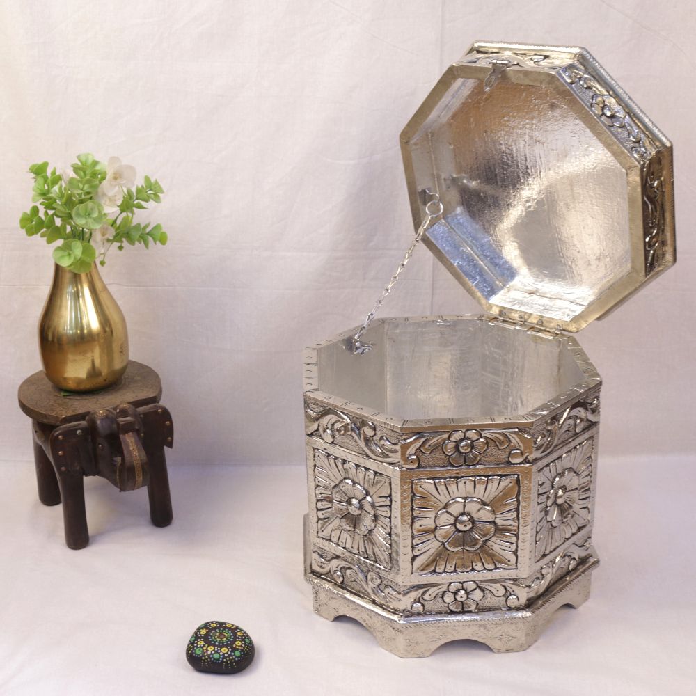 WHITE METAL CARVED TANKI