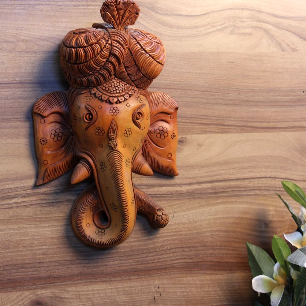 Wooden Wall Ganesh Face Big