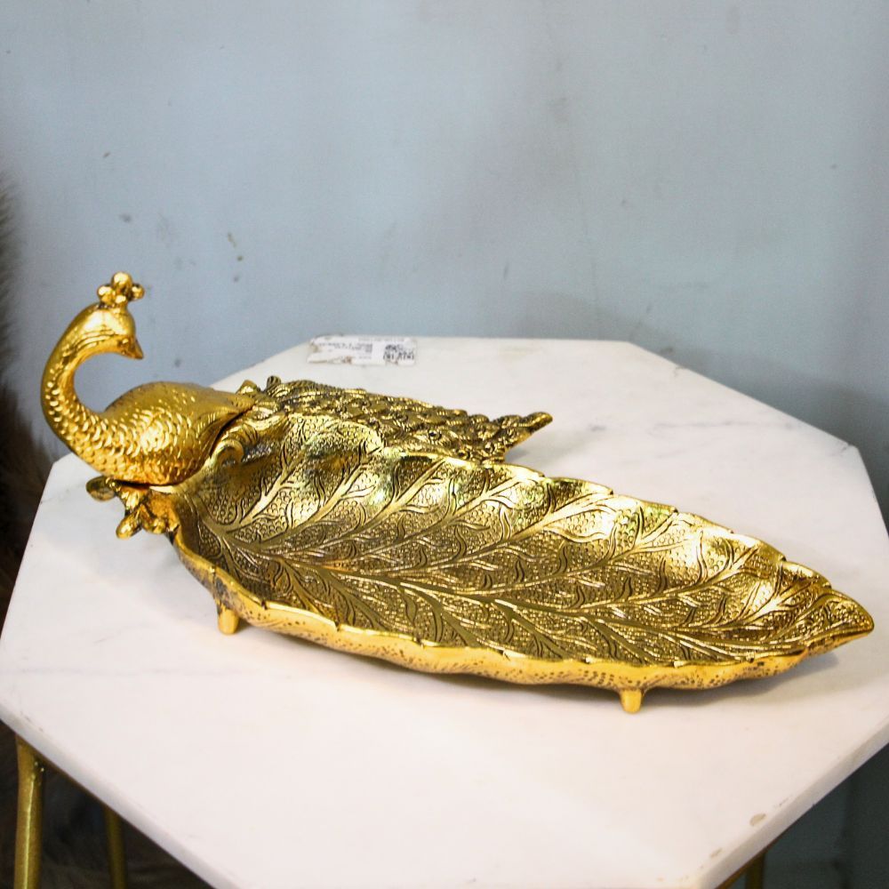 Metal Peacock Plate Golden