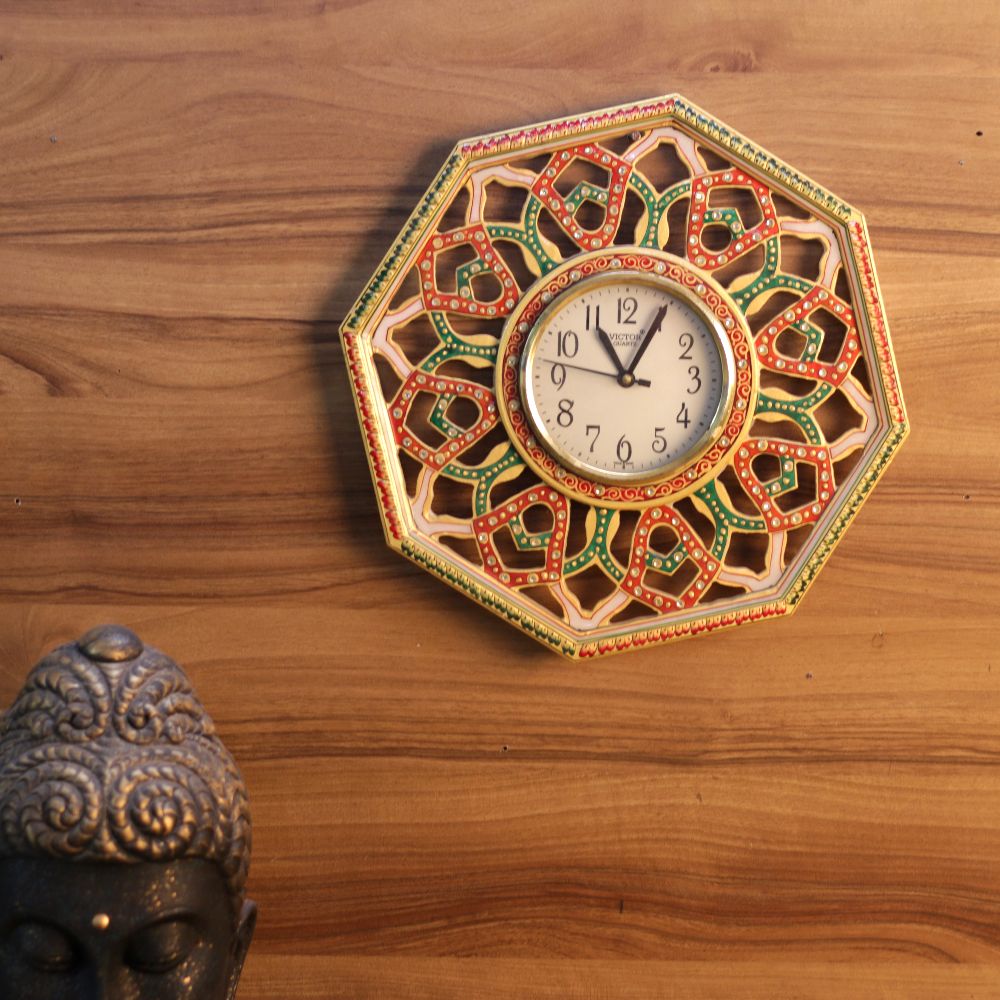 MARBLE JAALI WALL CLOCK 12