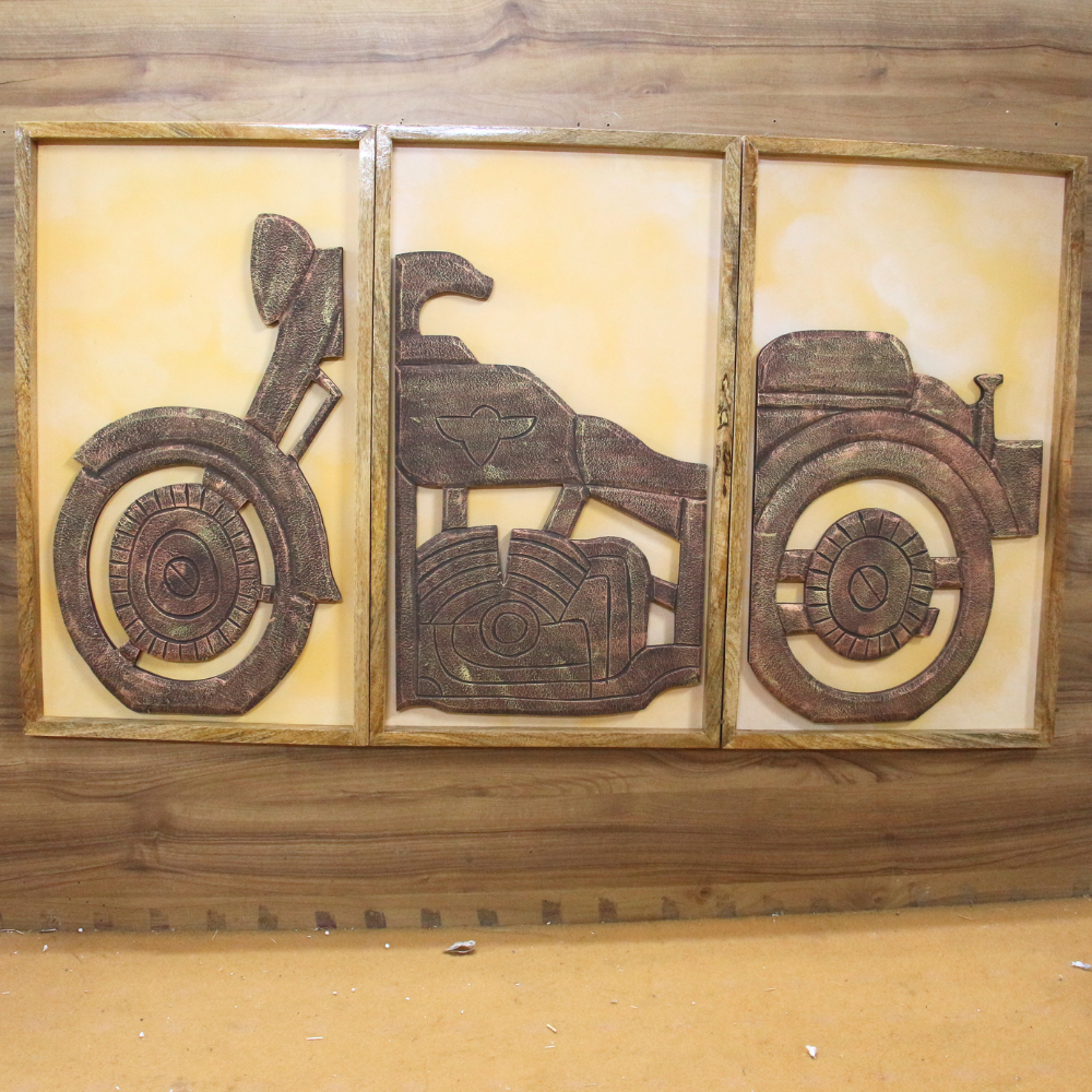 Wall Bike In Wooden Set Of 3-1717