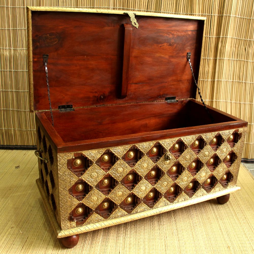 Wooden Storage Box Brass Ftd