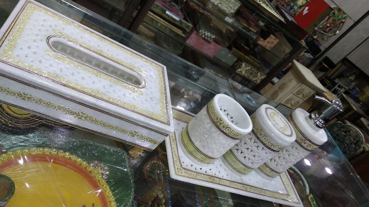 Marble Jali Bathroom Set