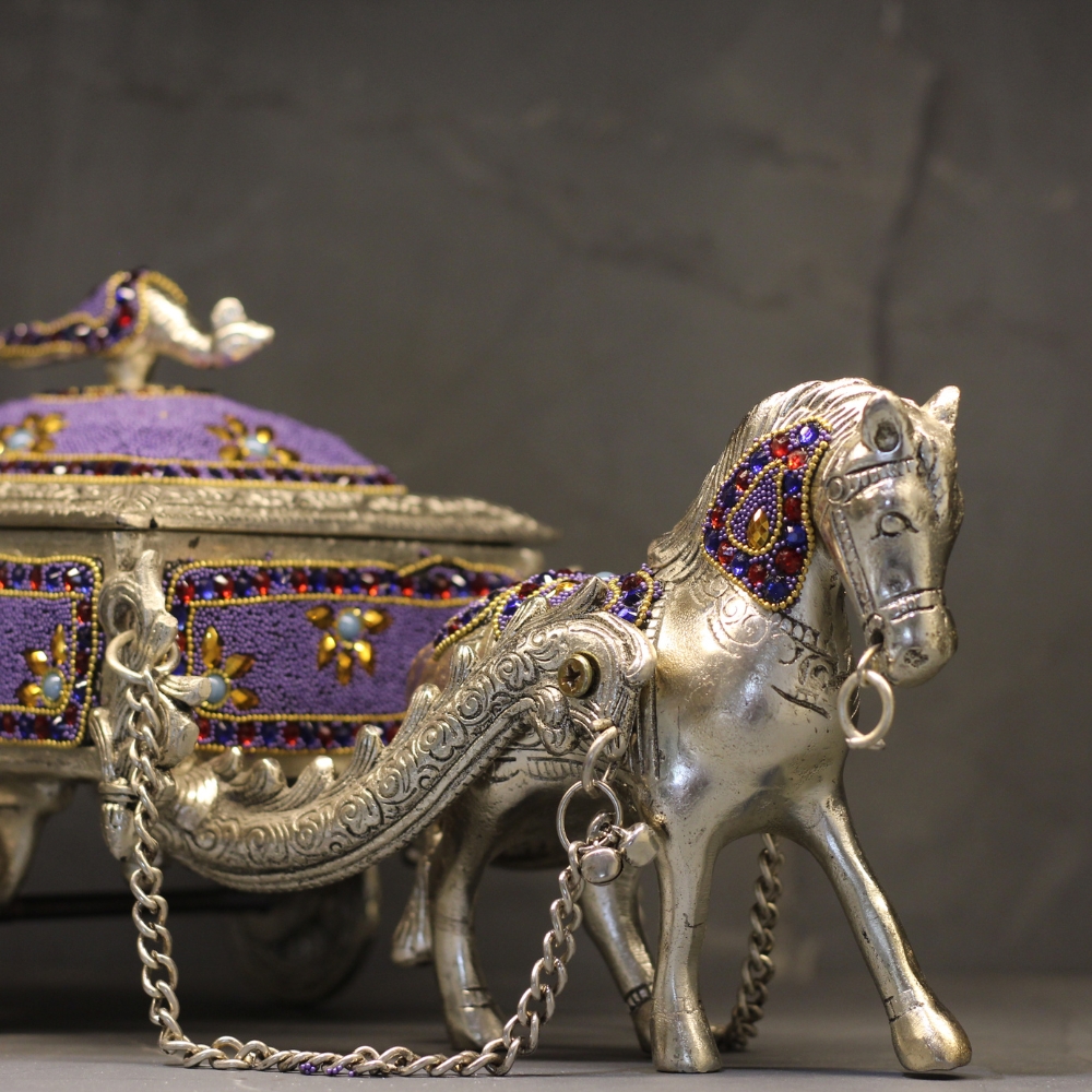 Metal Horse Cart Stone Work - 4