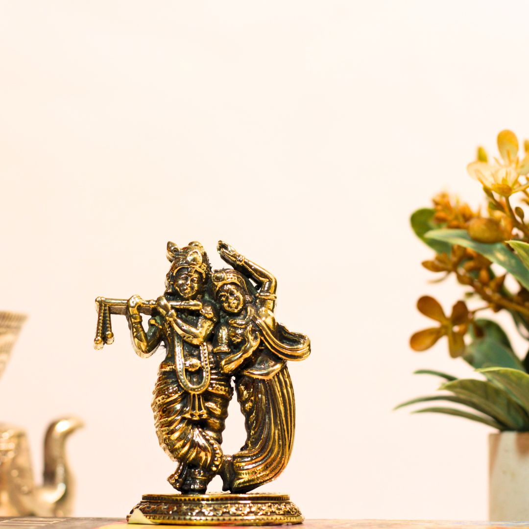 Brass Antique Radha Krishna 2.5