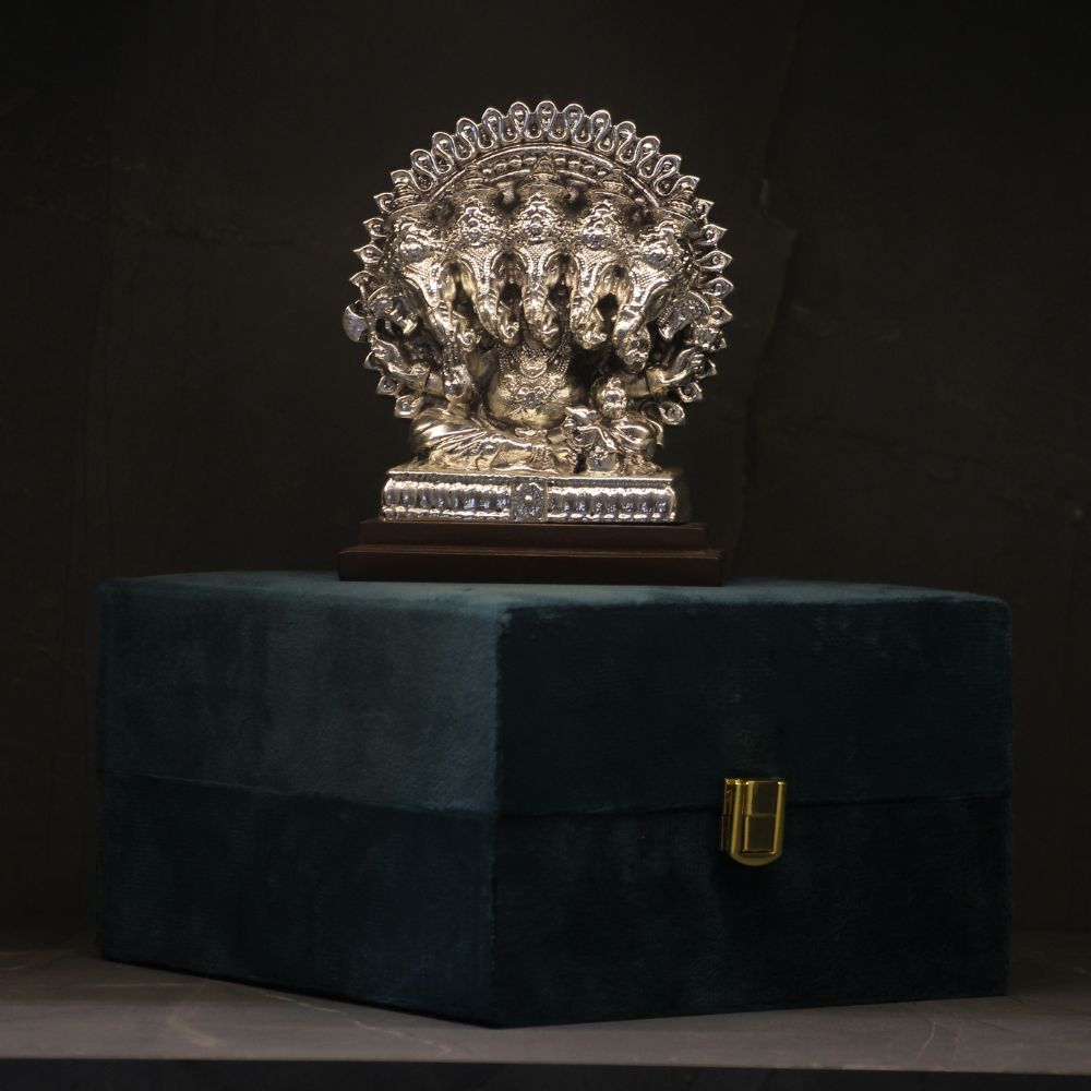 5 Face Ganesh Ji 13'' W/b