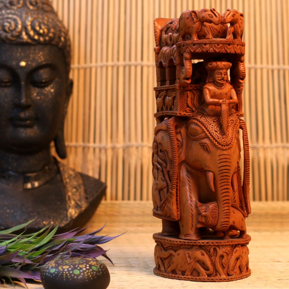 WOODEN AMBABARI CARVING ELEPHANT - 3