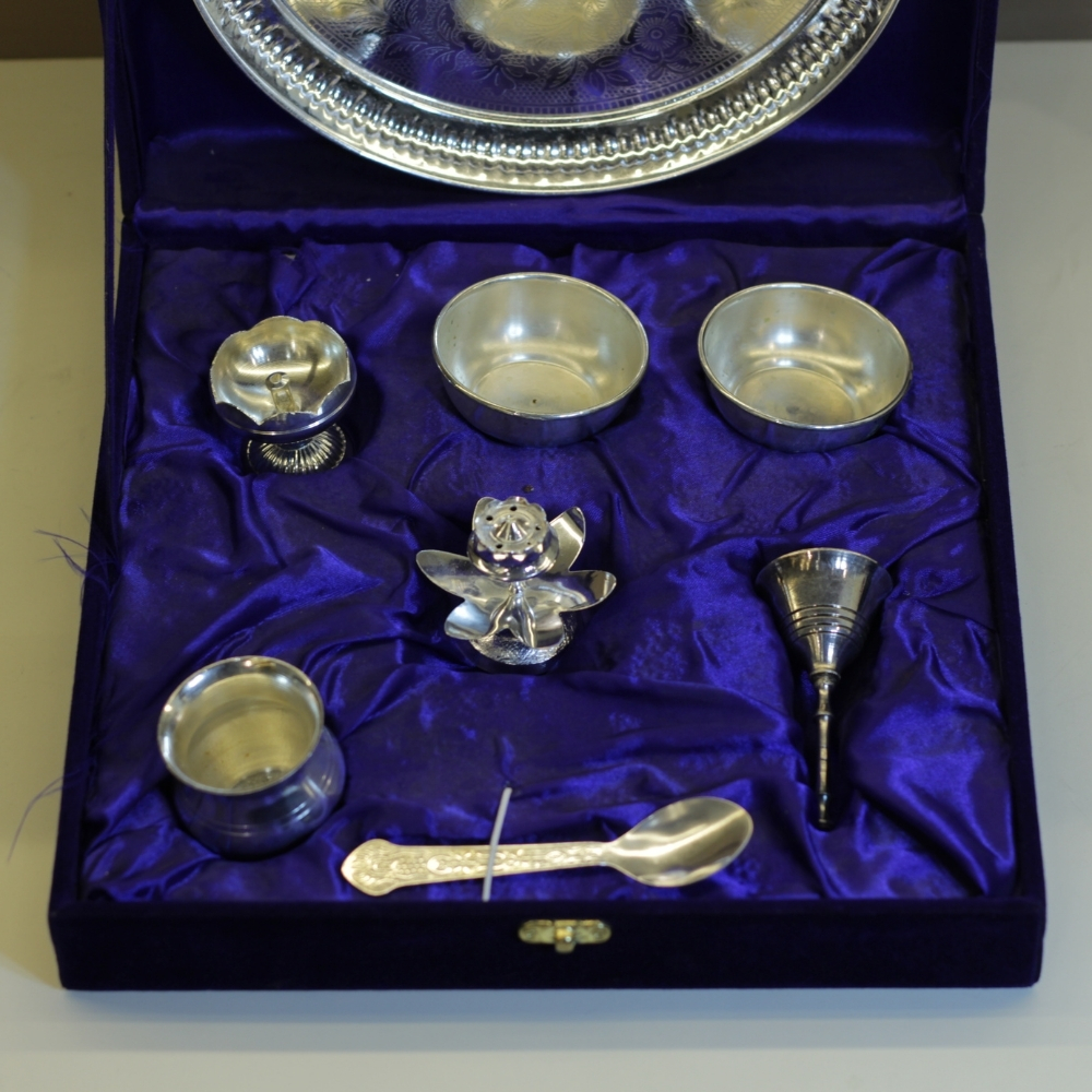 Brass Pooja Thali Set 8'' - 4