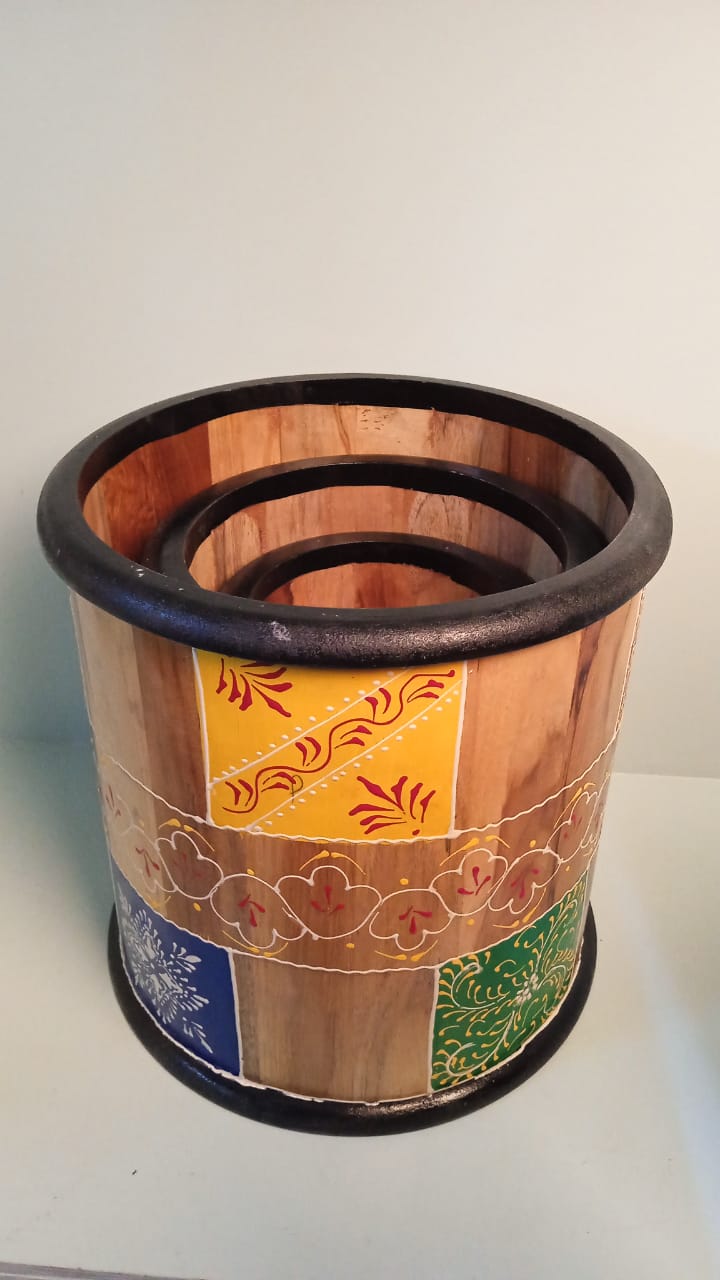 Wooden  Planter Set Of 3 Ptd - 6
