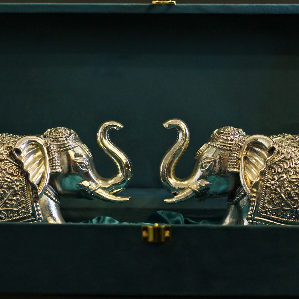 Elephant 6'' Clad With Silver Pair - 3