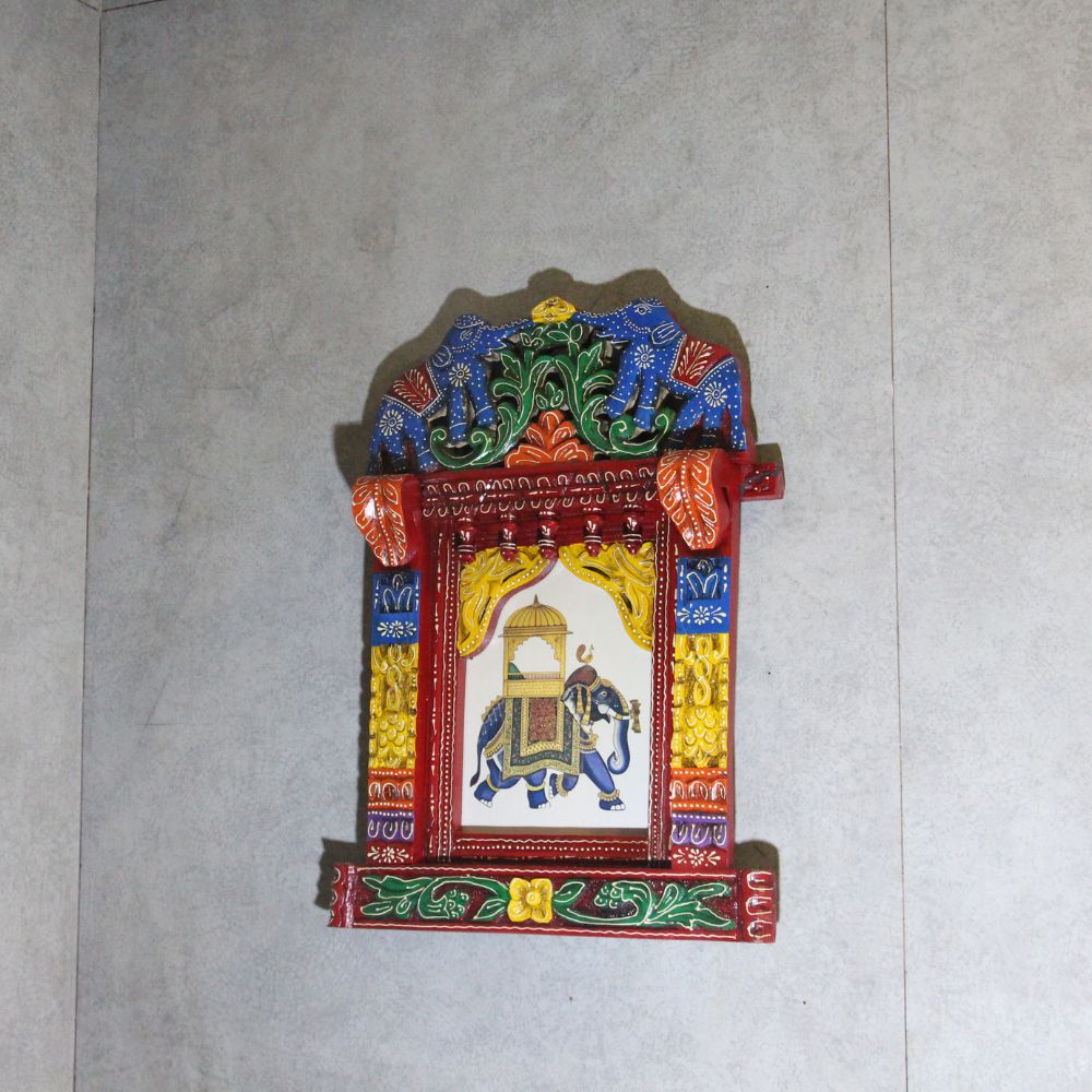 Wooden Jharokha With Painting 36'' - 3