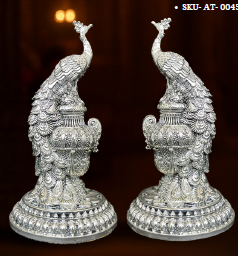 Peacock Pair 14'' Clad Silver - 5