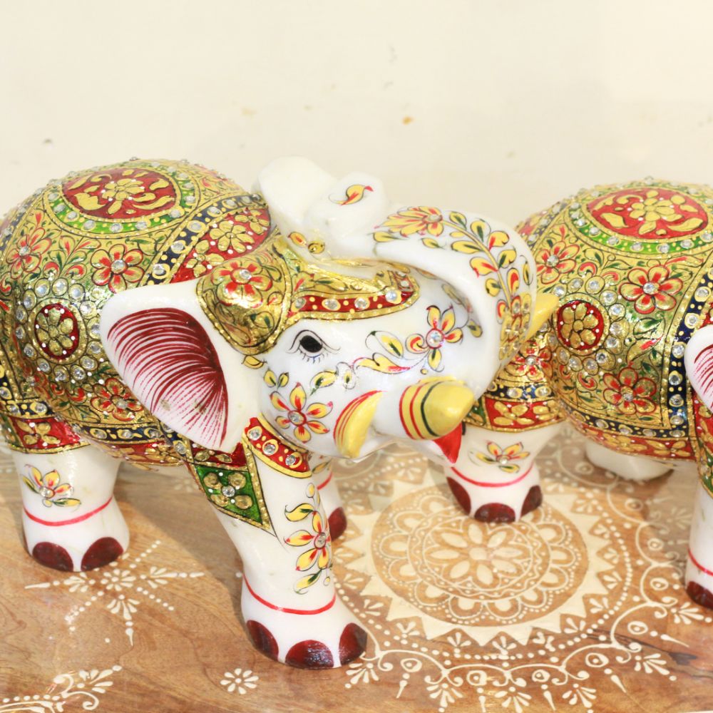 Marble Elephant Pair 8X10 - 4