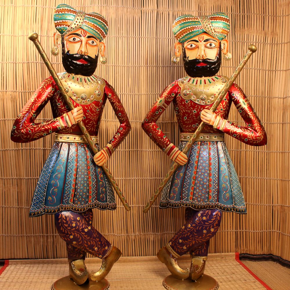 Iron Painted Rajasthani Chokidar Pair