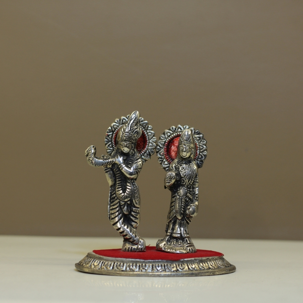 Metal Radha Krishna Ovel Plate - 5