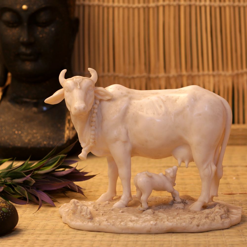 MARBLE COW & CALF 7.5 INCH