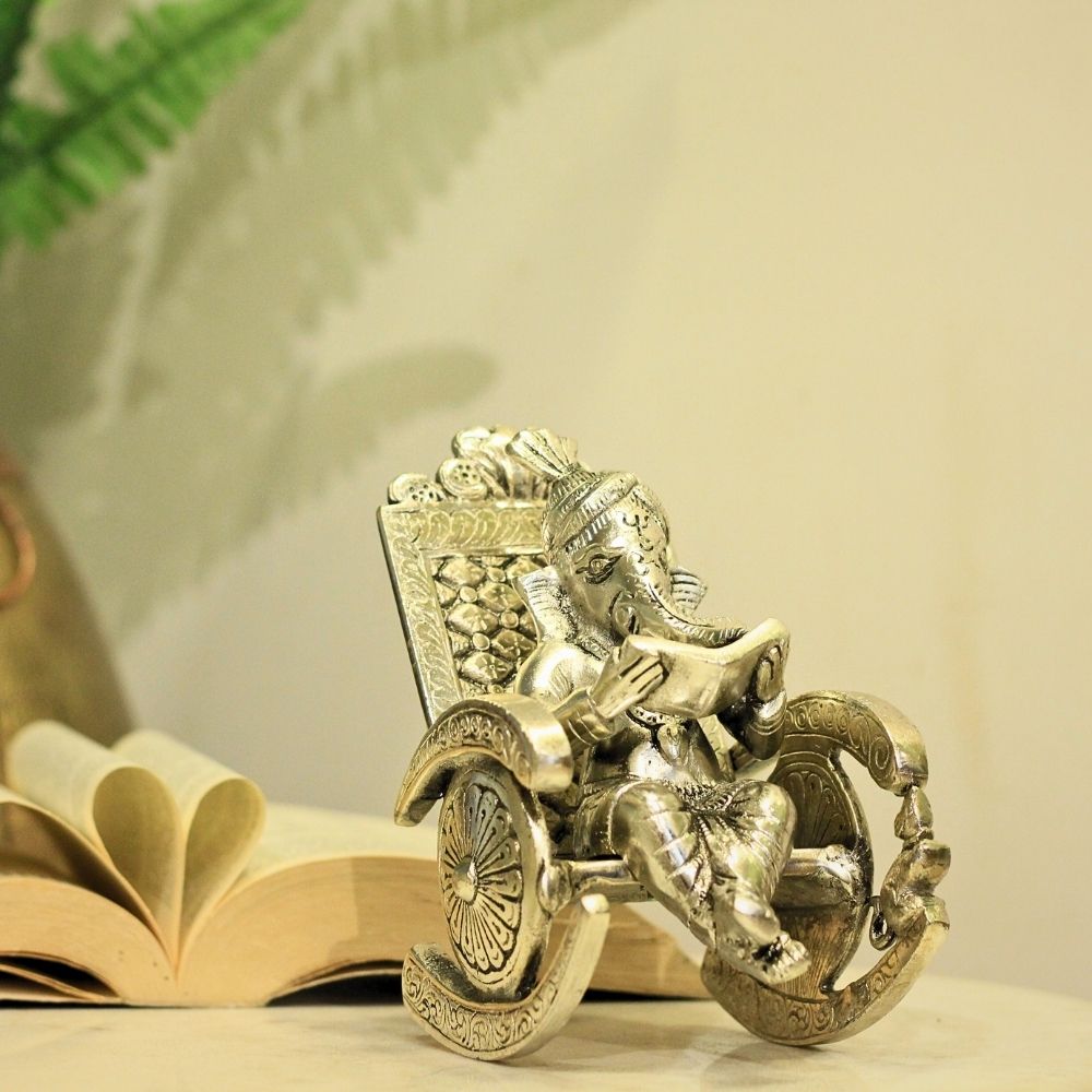 Metal Silver Chair Ganesh - 4