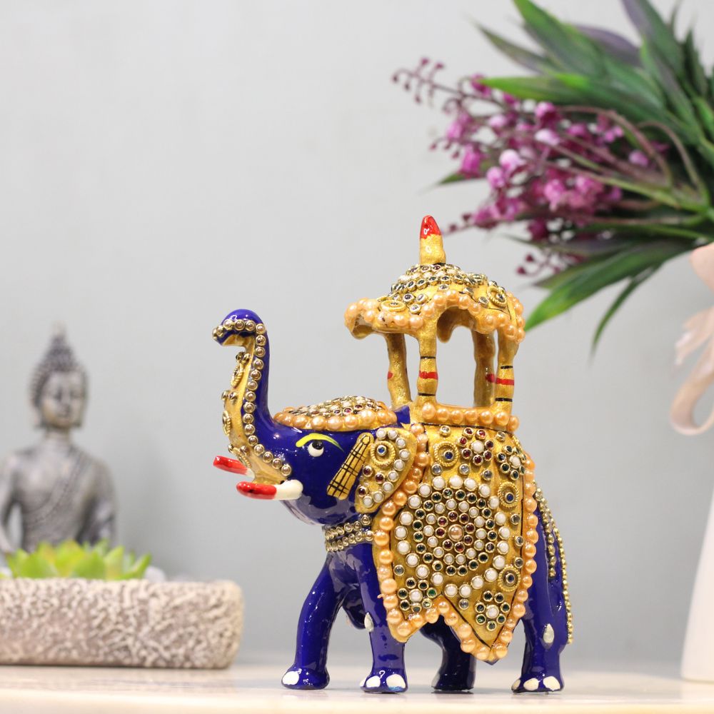 Metal Ambabari Elephant jewellery Work 6''