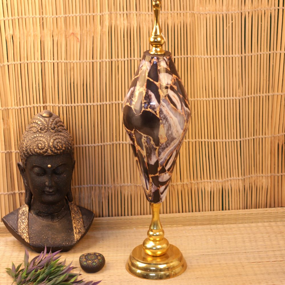 METAL BLACK & GOLDEN DISPLAY POT BIG