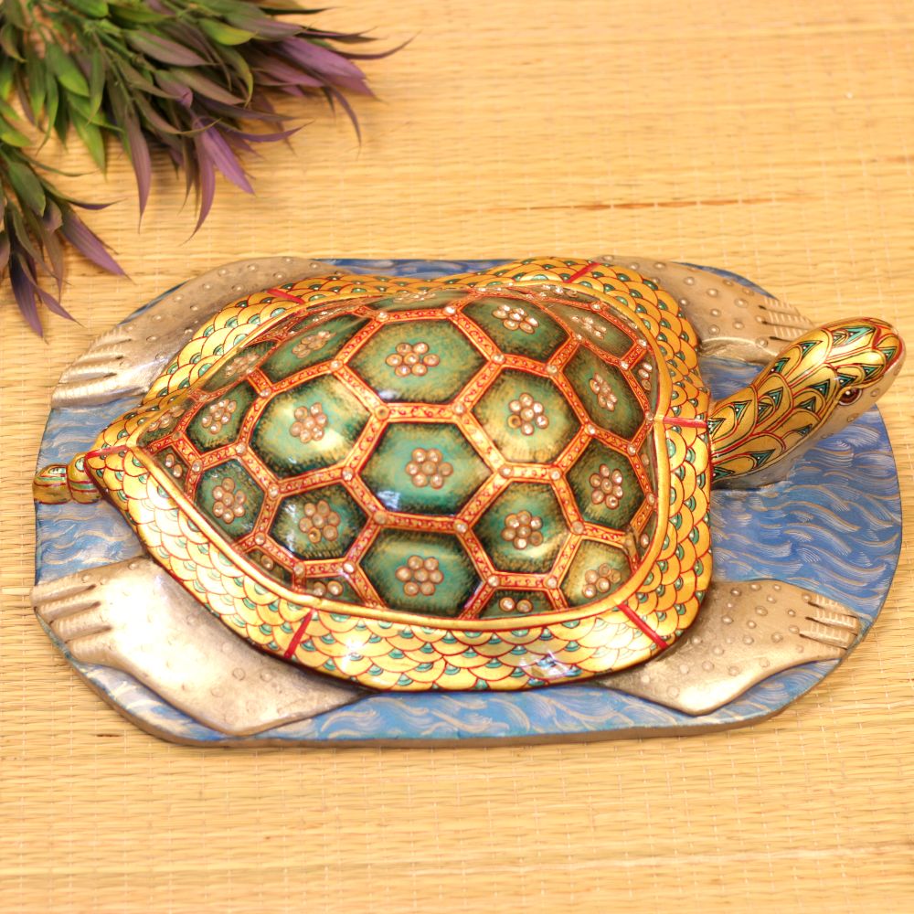 MARBLE TURTLE WITH GOLD PLATING