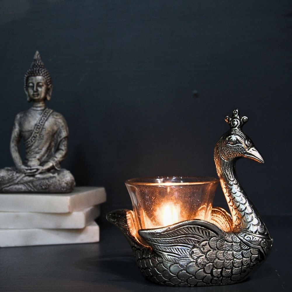 Metal Peacock Tea light