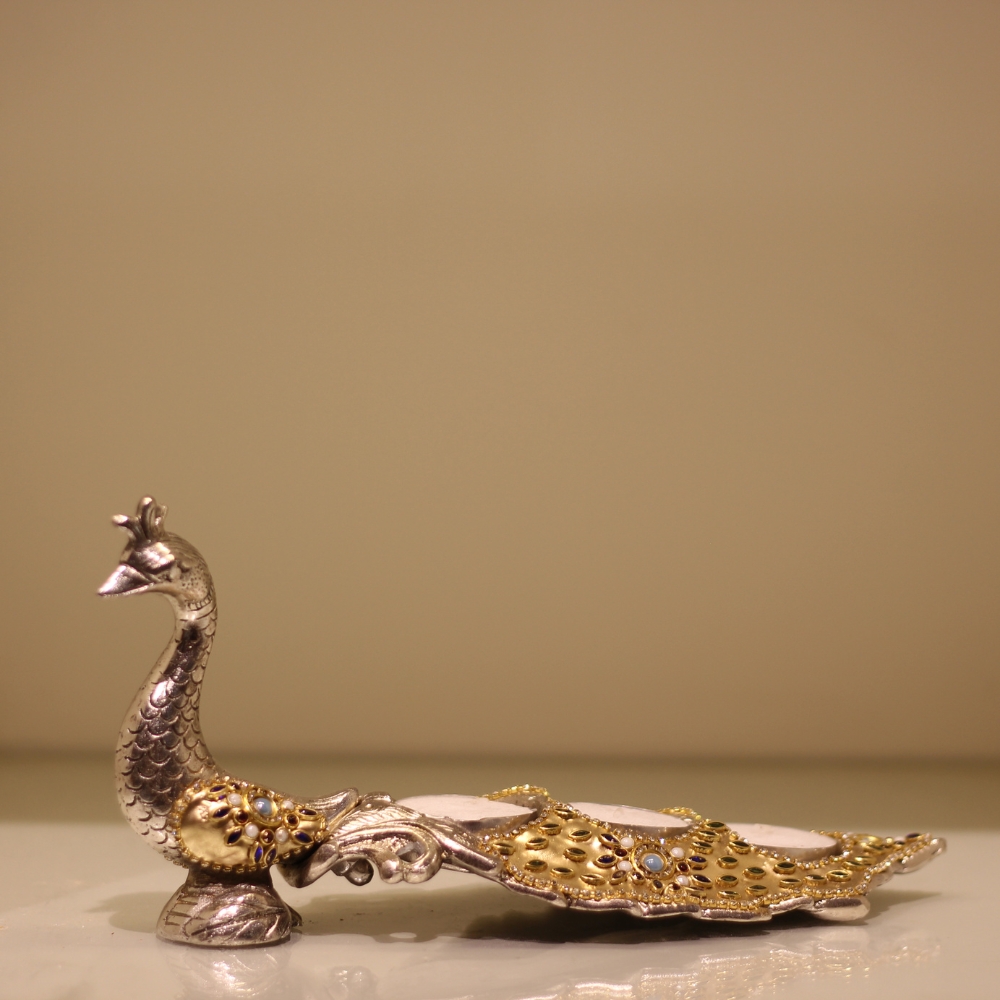Peacock Candle Single Golden WORK