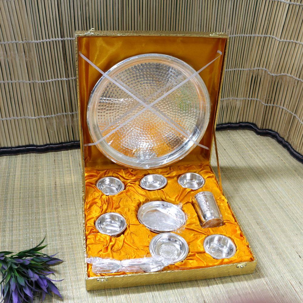 SILVER BHOJAN THALI SET OF 10