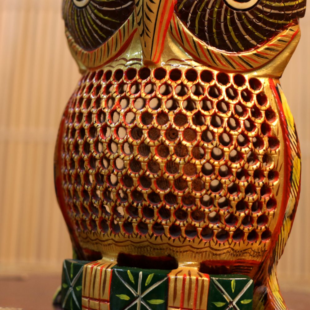 WOODEN NETED OWL 8 INCH - 3