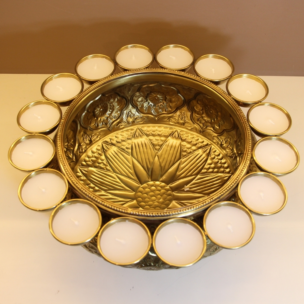 Brass Diya Urli 10'' - 3