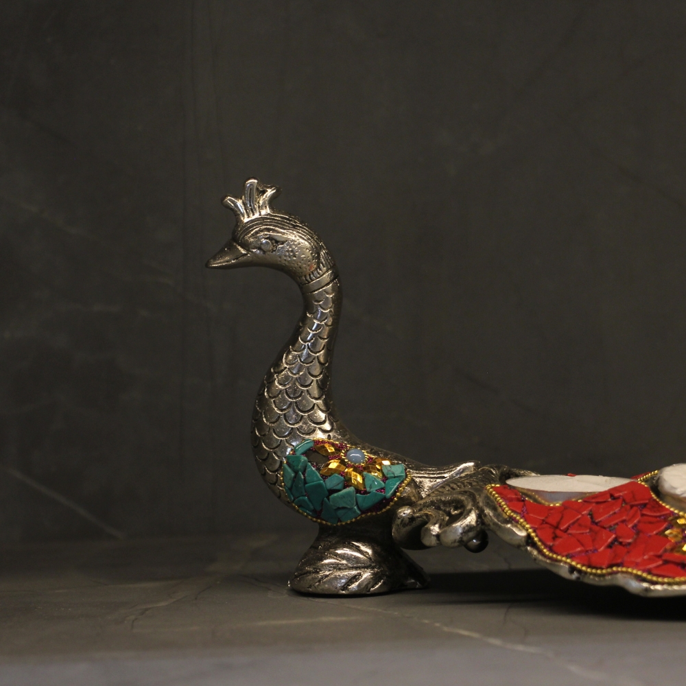 Peacock 3 Candle Stone Work - 3