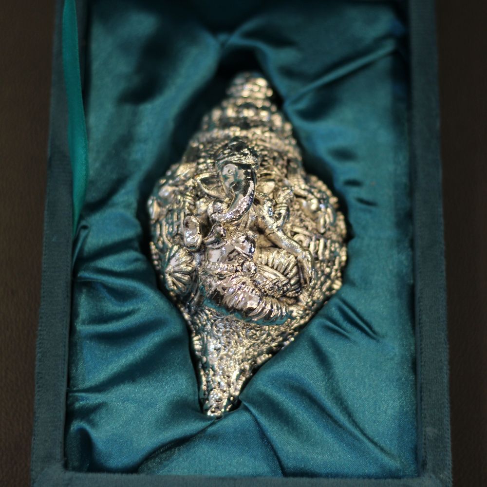 Shankh Ganesh With Silver W/box - 4