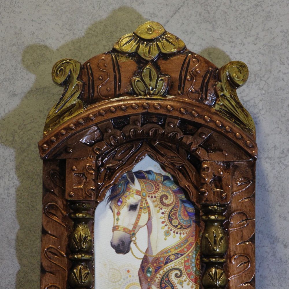 Wooden Jharokha With Painting 10'' - 3