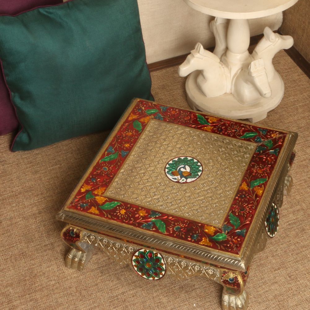 SILVER EMBOSE JHALAR CHOWKI 16X16 - 3