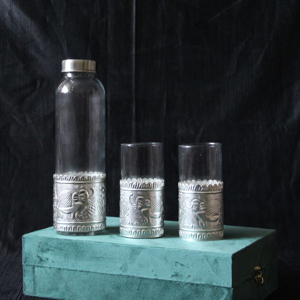 Bottle 2 Glass Set W/Box New