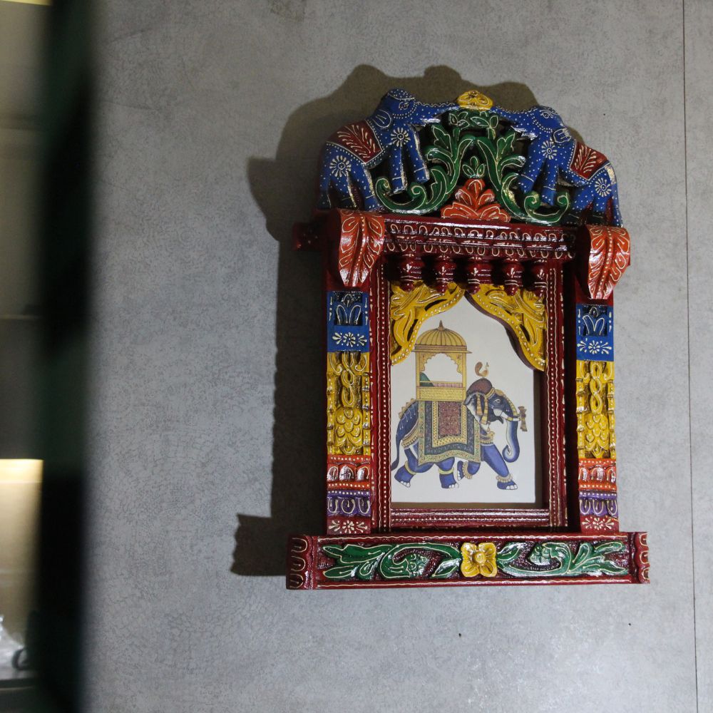 Wooden Jharokha With Painting 36'' - 8