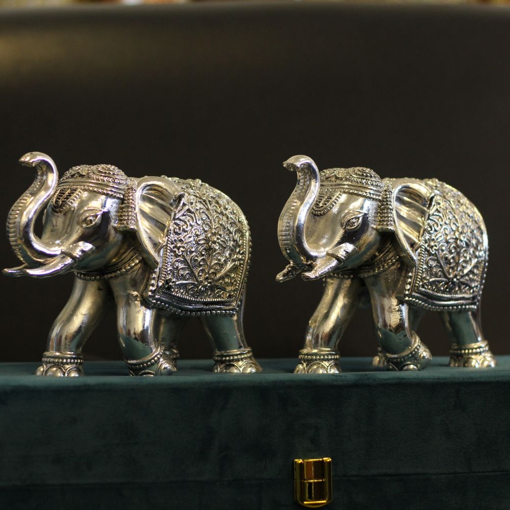 Elephant Pair 5'' Silver - 8