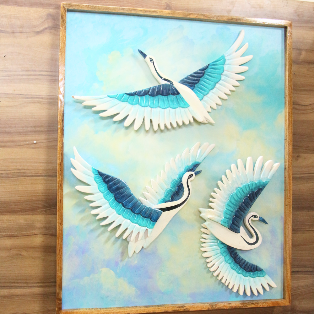 3 Duck In Frame With Wood -1713 - 3