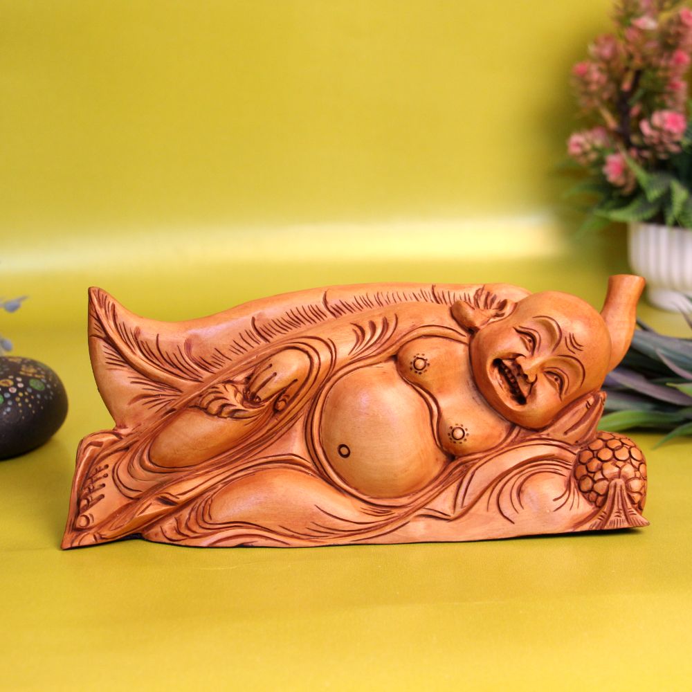 Wooden laughing Buddha