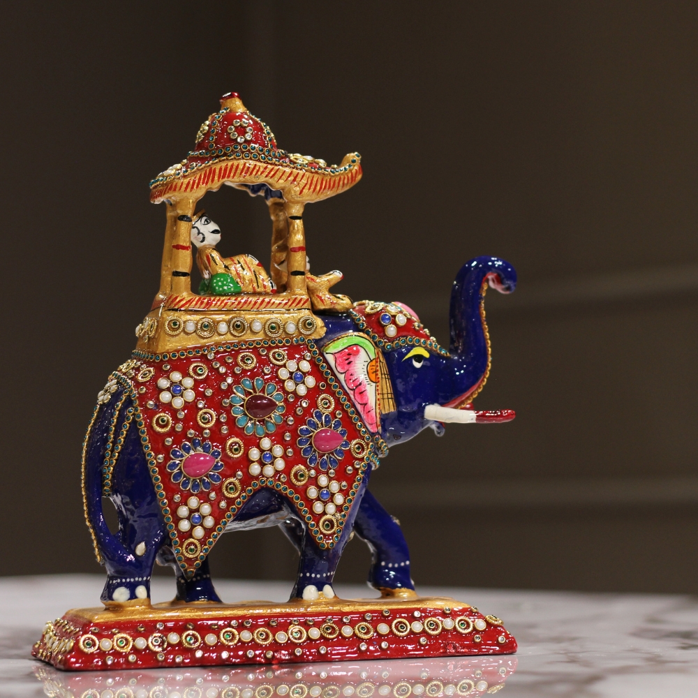 Metal Ambabari Stone Work Pawta 8'' - 5