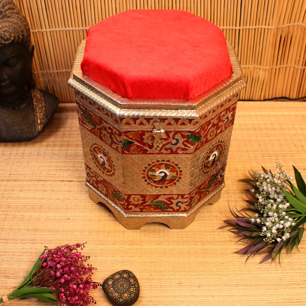 Wooden Silver Meenakari Tanki  14X14
