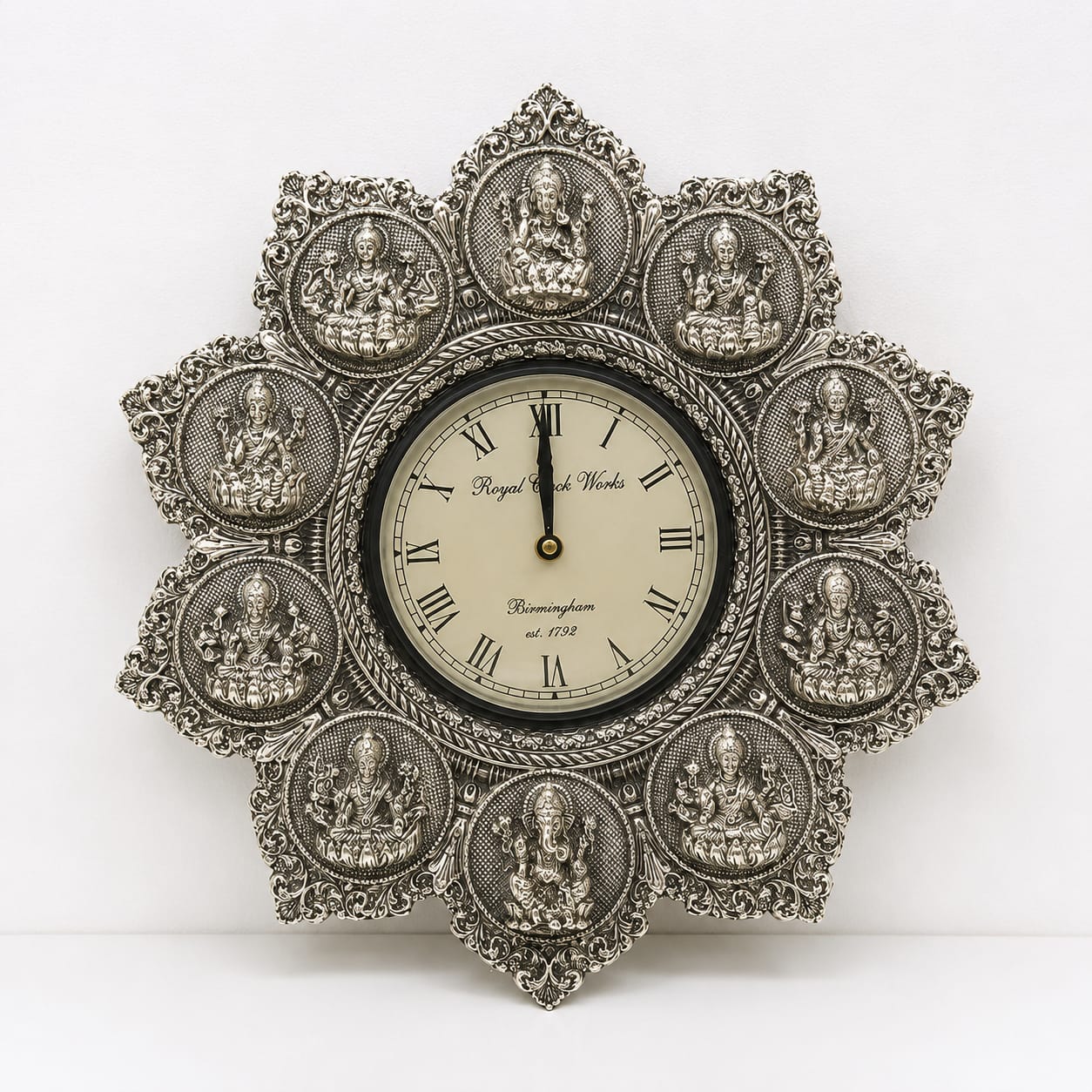 Clock Asthalaxmi Silver W/b