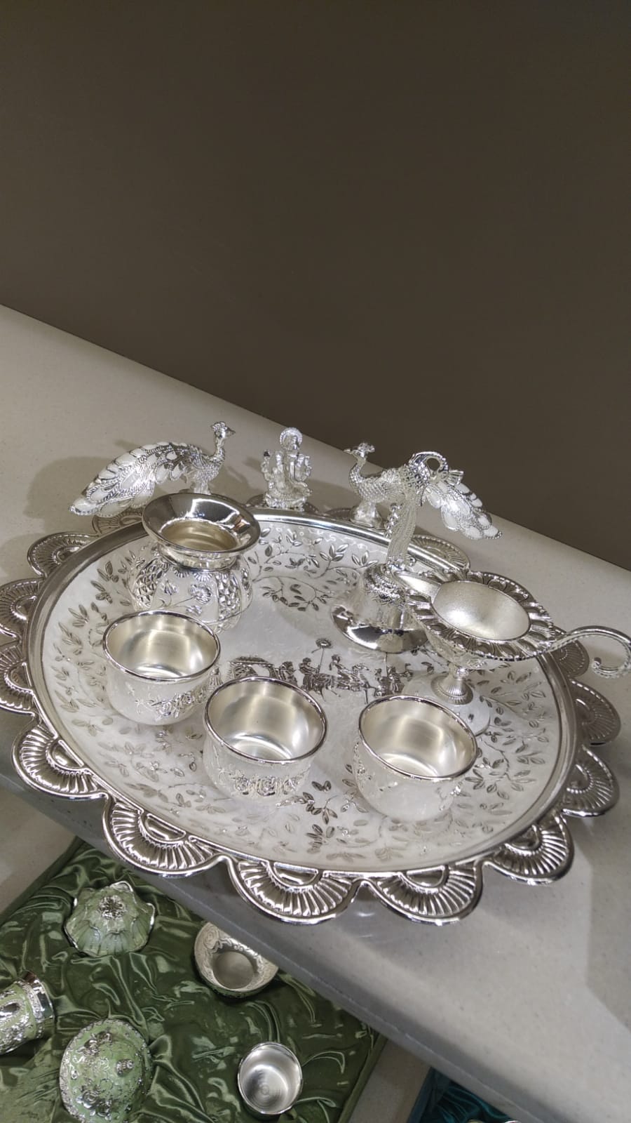 Ganesh Peacock Pooja Thali Set/8
