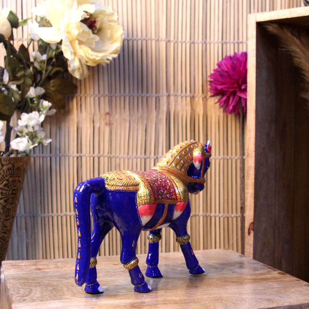 Metal Meenakari Horse 8'' - 3